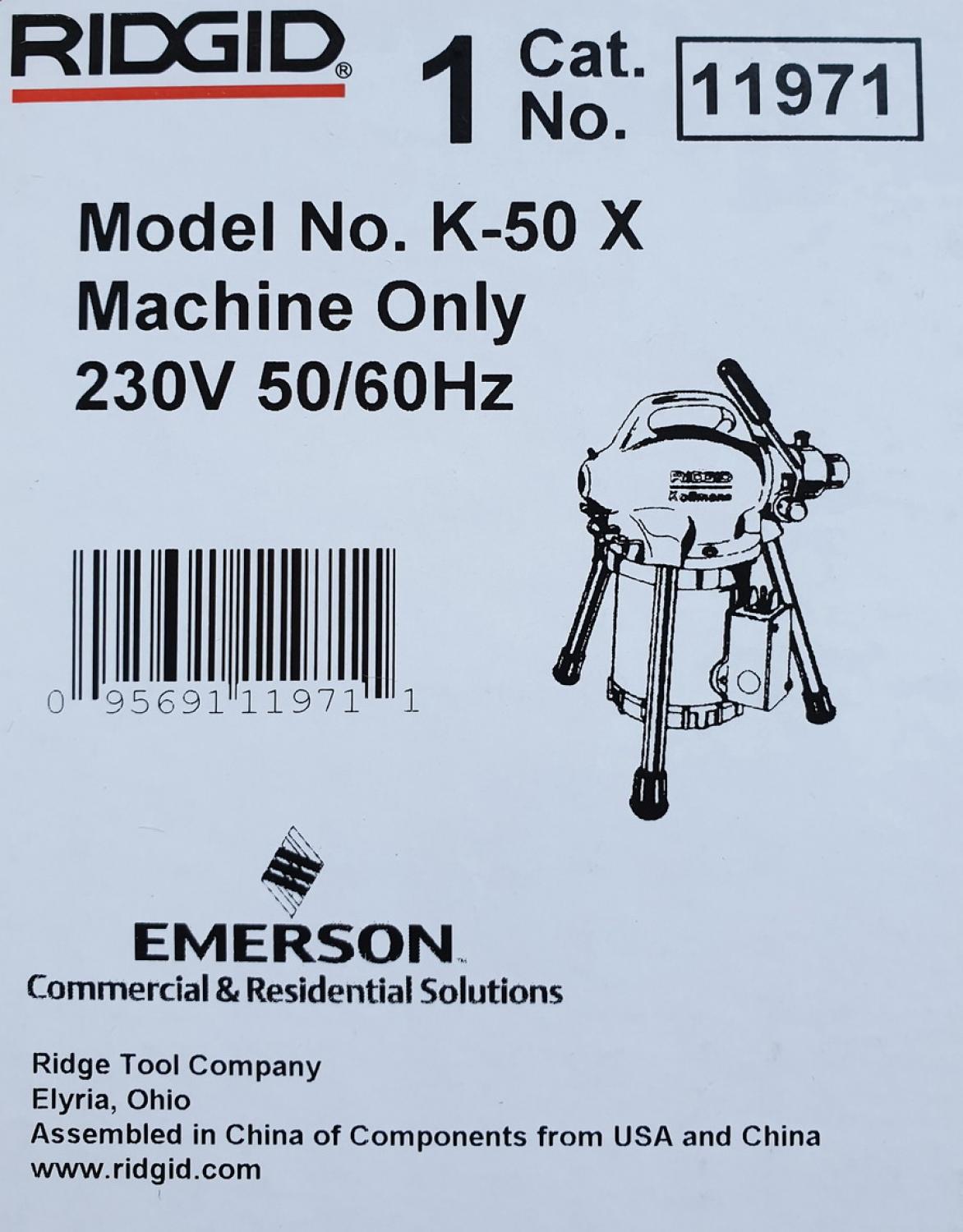 Ridgid K-50-8 Teilspiralen Rohrreinigungsmaschine  20-110mm Leitungen 30m 12001