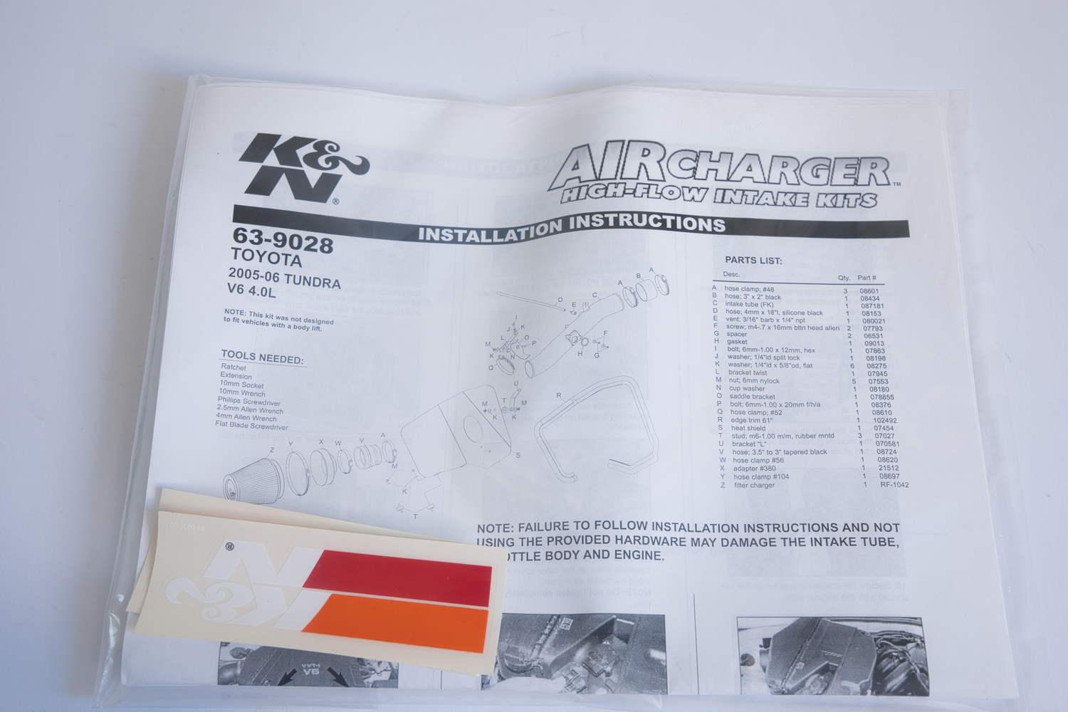 K&N Sportluftfilter Performance Intake Kit für Toyota Tundra 4.0 V6 63-9028