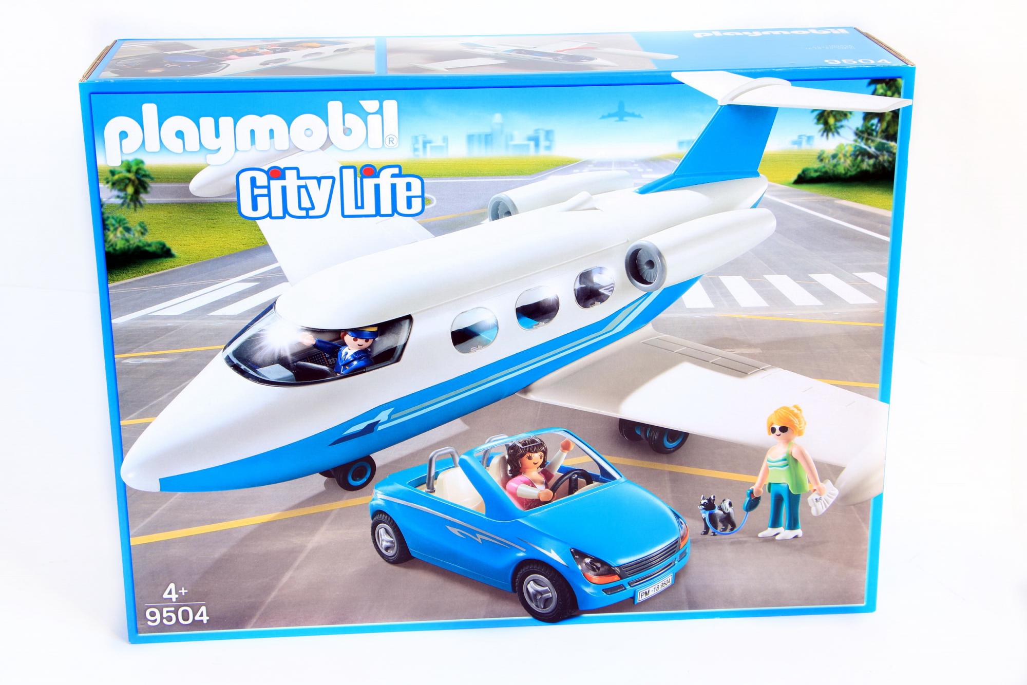 Playmobil City Life Privatjet Flugzeug mit Cabrio Auto Zubehör 9504