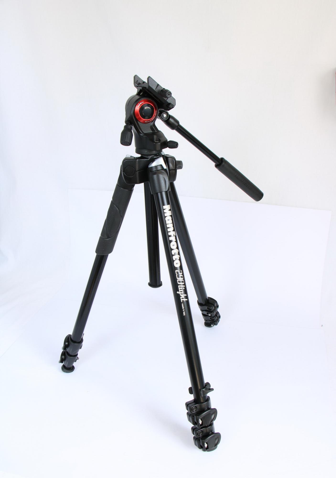 Manfrotto 290 Light Kit Set Alu Kamera Foto Stativ mit Fluid Videokopf MK290LTA3-V