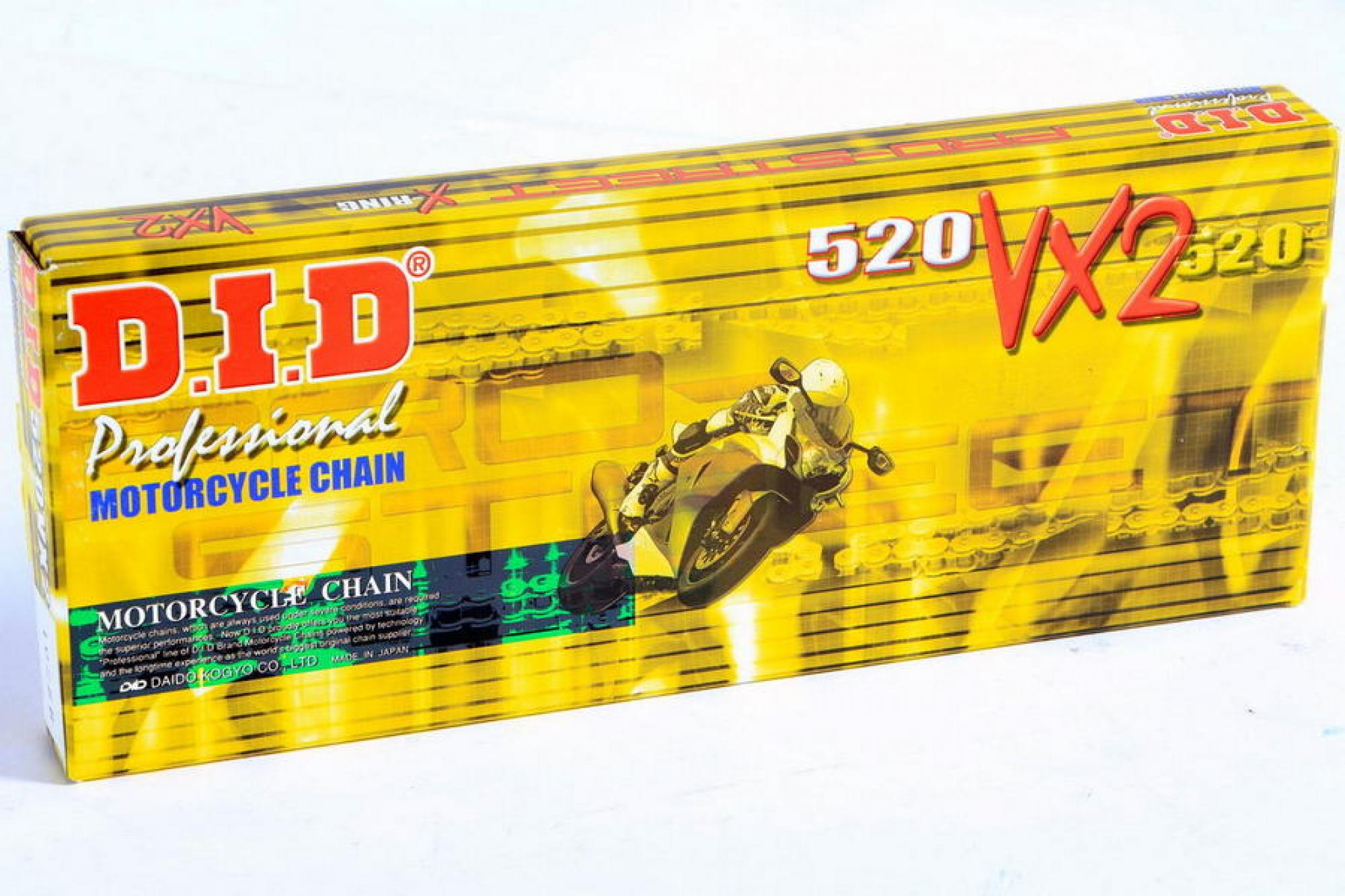 DID VX2 X-Ring 520 Motorradkette Motorrad Kette 104 Glieder + Nietschloss